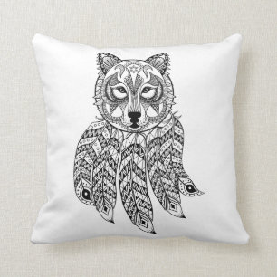 Inspired Wolf With Dreamcatcher Cushion