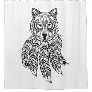 Inspired Wolf With Dreamcatcher Shower Curtain