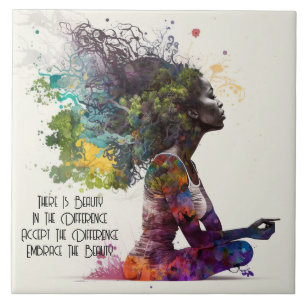 Inspired Woman Embrace Ceramic Tile