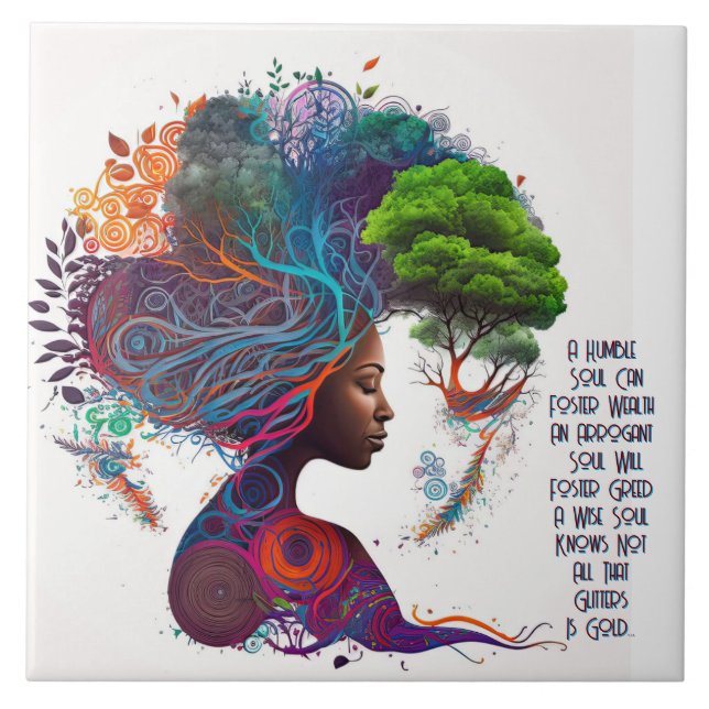 Inspired Woman Glitters & Gold Ceramic Tile (Front)