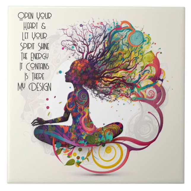 Inspired Woman Open Heart Ceramic Tile (Front)