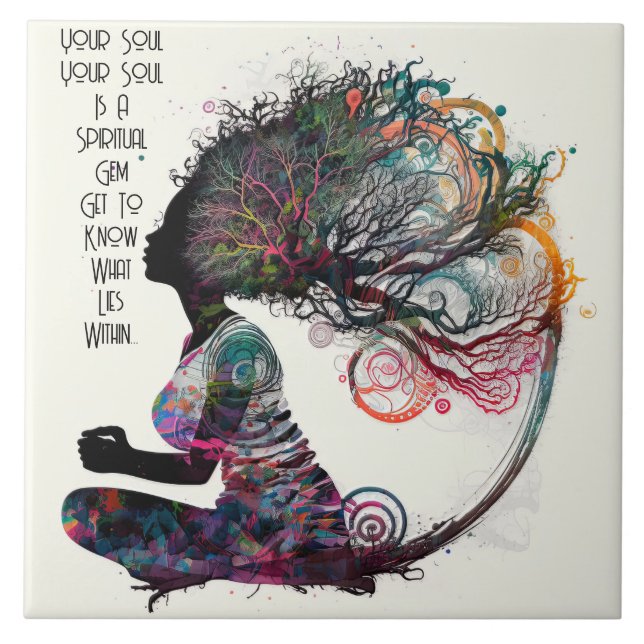 Inspired Woman Spiritual Gem Ceramic Tile (Front)