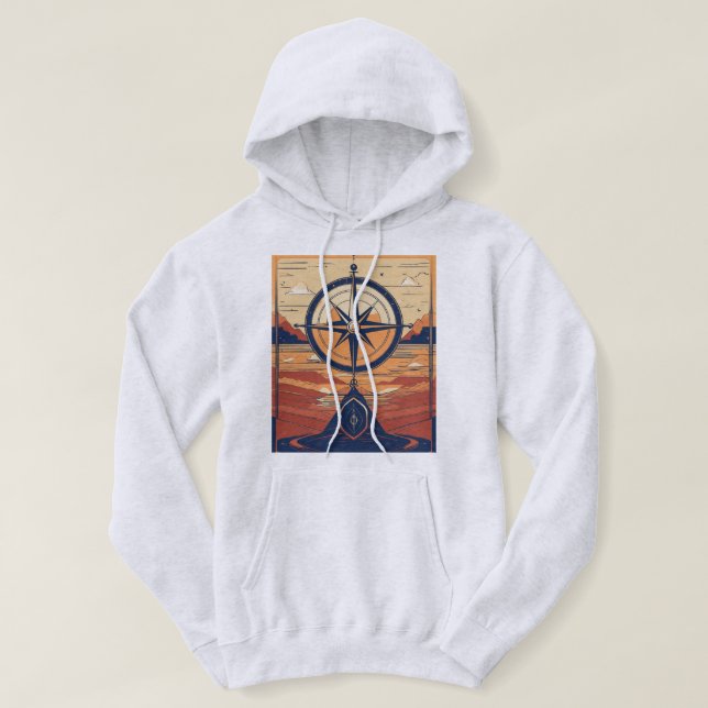 "Inspires adventure, stylish and comfortable." Hoodie (Design Front)