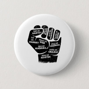 Inspiring Black Leaders Fist - Black History Month 6 Cm Round Badge