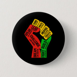 Inspiring Black Leaders Power Fist Hand Black Hist 6 Cm Round Badge