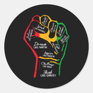 Inspiring Black Leaders Power Fist Hand Black Hist Classic Round Sticker