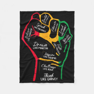 Inspiring Black Leaders Power Fist Hand Black Hist Fleece Blanket