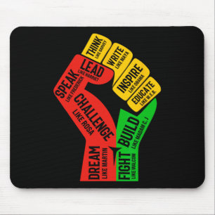 Inspiring Black Leaders Power Fist Hand Black Hist Mouse Pad