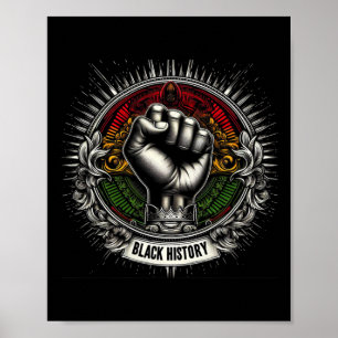 Inspiring Black Leaders Power Fist Hand Black Hist Poster