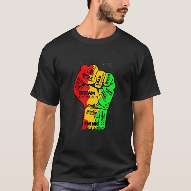 Inspiring Black Leaders Power Fist Hand Black Hist T-Shirt (Front)