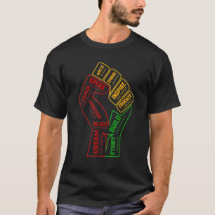 Inspiring Black Leaders Power Fist Hand Black Hist T-Shirt