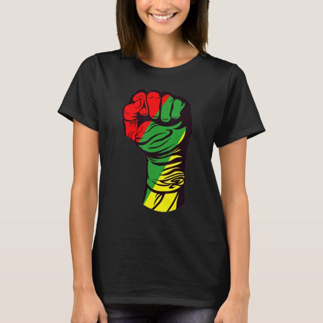 Inspiring Black Leaders Power Fist Hand Black Hist T-Shirt (Front)