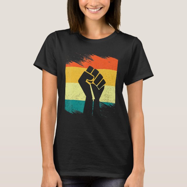 Inspiring Black Leaders Power Fist Hand Black Hist T-Shirt (Front)