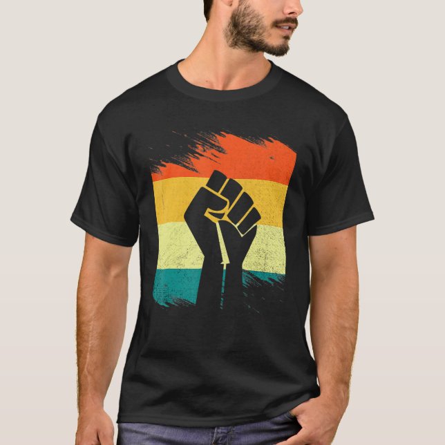Inspiring Black Leaders Power Fist Hand Black Hist T-Shirt (Front)