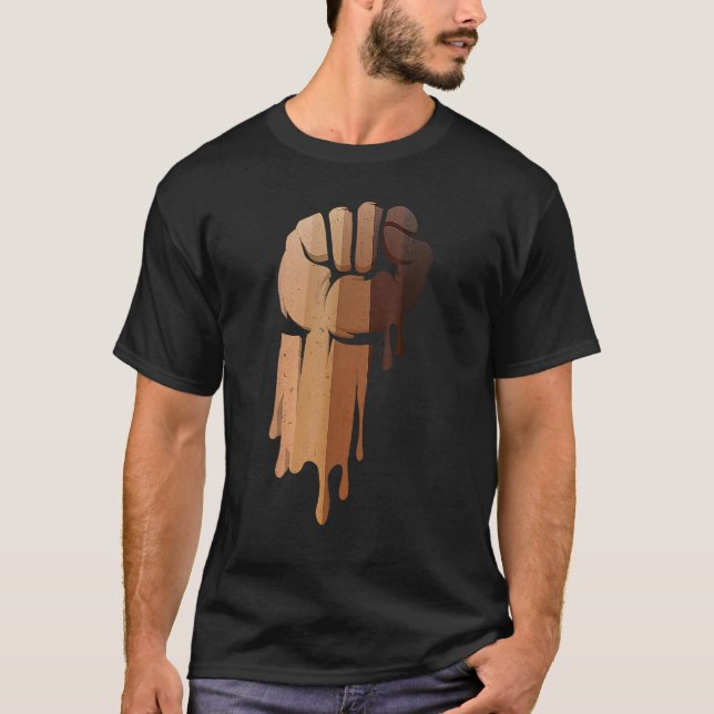 Inspiring Black Leaders Power Fist Hand Black Hist T-Shirt (Front)