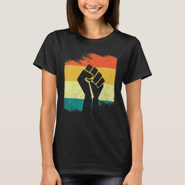 Inspiring Black Leaders Power Fist Hand Black Hist T-Shirt (Front)