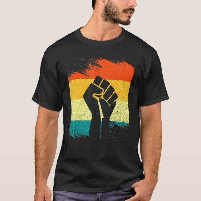 Inspiring Black Leaders Power Fist Hand Black Hist T-Shirt (Front)
