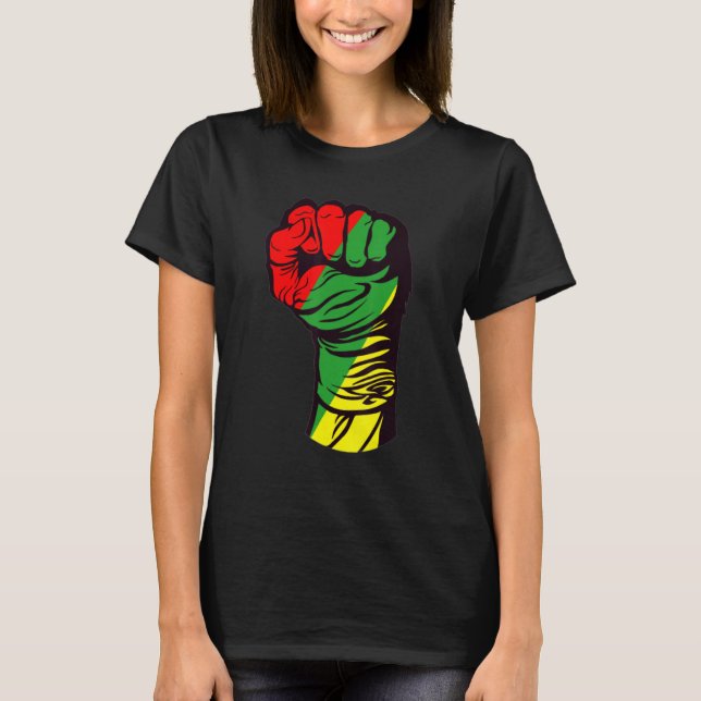 Inspiring Black Leaders Power Fist Hand Black Hist T-Shirt (Front)