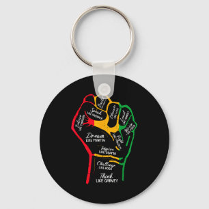Inspiring black leaders power fist hand black key ring