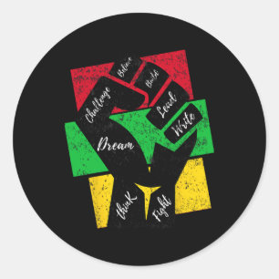 Inspiring Black Leaders Power Hand Fist Black Hist Classic Round Sticker