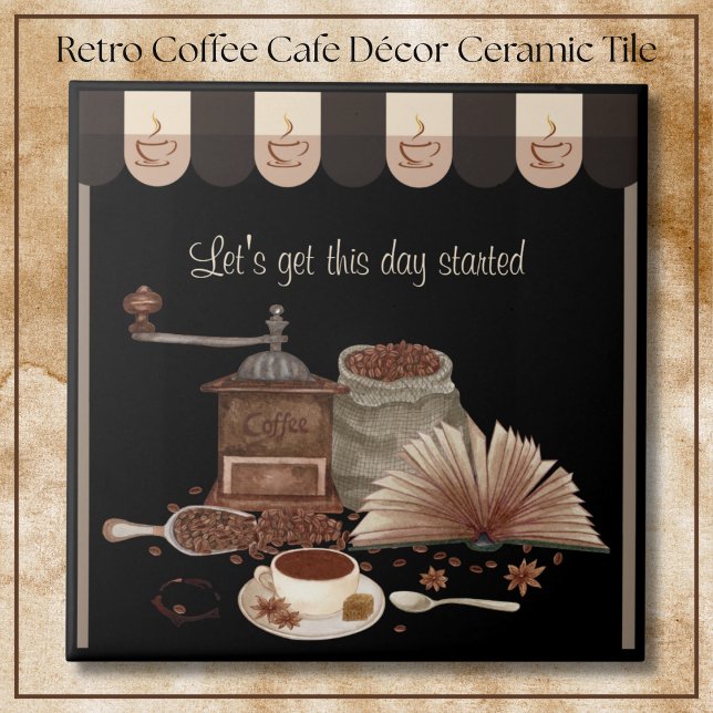 Inspiring Black Retro Coffee Grinder Kitchen Décor Ceramic Tile (Inspiring Black Retro Coffee Grinder Kitchen Décor Ceramic Tile)
