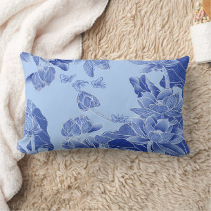Inspiring Bloom Your Own Way Blue Chinoiserie Lumbar Cushion