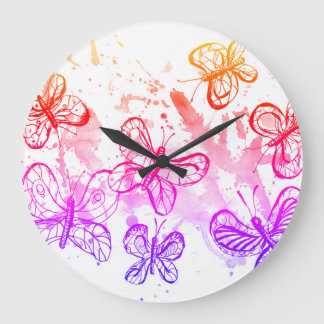 Inspiring butterflies large clock