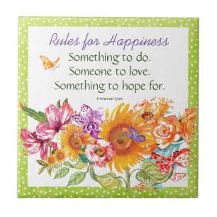 Inspiring Floral Watercolor Dot Border—Green Ceramic Tile