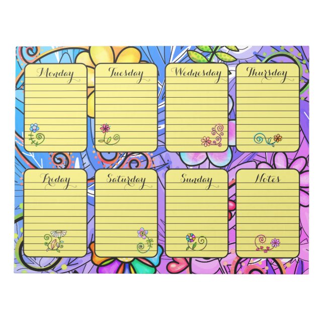 Inspiring Floral Weekly Planner Tear Away Notepad (Front)