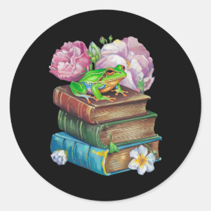 Inspiring Frog Books Art Animals Teacher Graphics Classic Round Sticker