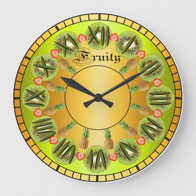 Inspiring Fruit Design Metallic Green Clock (Front)