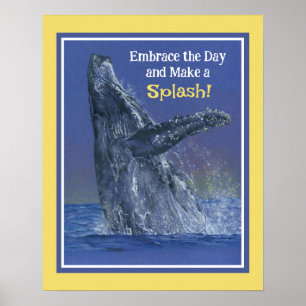 Inspiring Fun Whale Print - Yellow Border