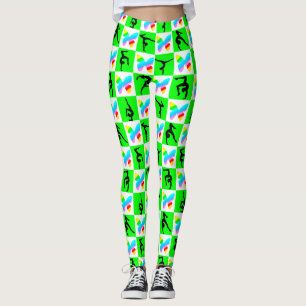 INSPIRING GREEN BUTTERFLY GYMNASTICS LEGGINGS