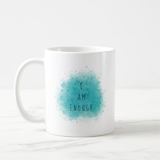 Inspiring I Am Enough Simple Affirmation Quote Coffee Mug (Left)