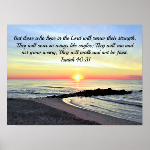 Inspiring Isaiah 40:31 Sunrise Bible Verse Poster