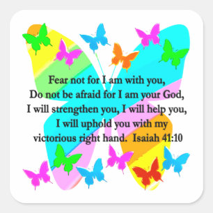 INSPIRING ISAIAH 41:10 BIBLE VERSE DESIGN SQUARE STICKER