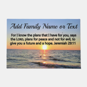 INSPIRING JEREMIAH 29:11 PERSONALIZED SUNRISE DOORMAT
