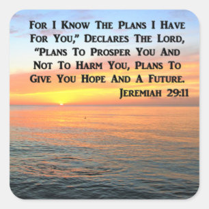 INSPIRING JEREMIAH 29:11 SUNRISE SQUARE STICKER