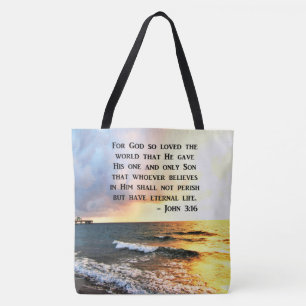 INSPIRING JOHN 3:16 OCEAN PHOTO DESIGN TOTE BAG