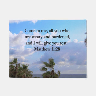 INSPIRING MATTHEW 11:28 SCRIPTURE DESIGN DOORMAT
