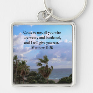 INSPIRING MATTHEW 11:28 SCRIPTURE DESIGN KEY RING