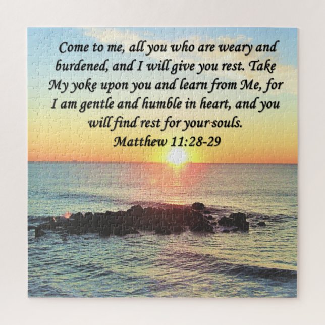 INSPIRING MATTHEW 11:28 SUNRISE PHOTO DESIGN JIGSAW PUZZLE (Vertical)