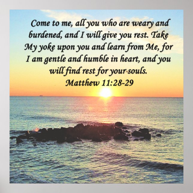 INSPIRING MATTHEW 11:28 SUNRISE PHOTO DESIGN POSTER (Front)