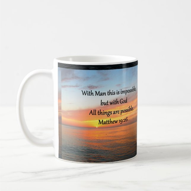 INSPIRING MATTHEW 19:26 SUNRISE DESIGN COFFEE MUG (Left)