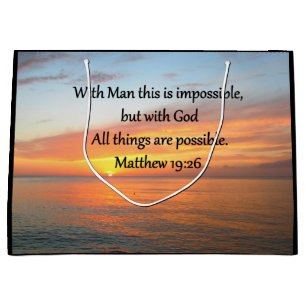 INSPIRING MATTHEW 19:26 SUNRISE DESIGN LARGE GIFT BAG