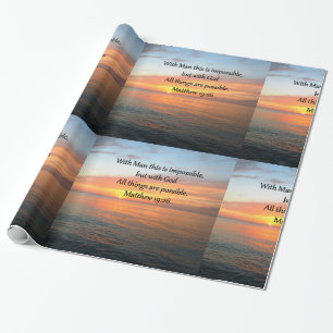 INSPIRING MATTHEW 19:26 SUNRISE DESIGN WRAPPING PAPER