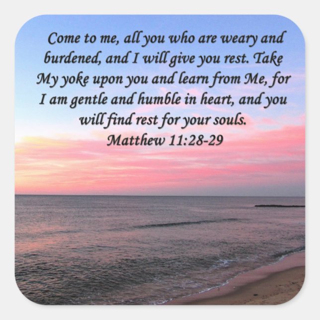 INSPIRING MATTHEW 28 OCEAN PHOTO DESIGN SQUARE STICKER (Front)