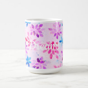 Inspiring Mosaic Flora "Dream!" Artistic Coffee Mug