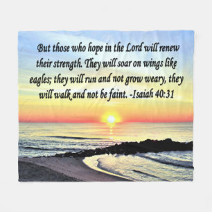 INSPIRING OCEAN SUNRISE ISAIAH 40:31 FLEECE BLANKET