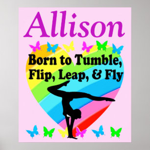 INSPIRING PERSONALIZED PINK GYMNASTICS POSTER